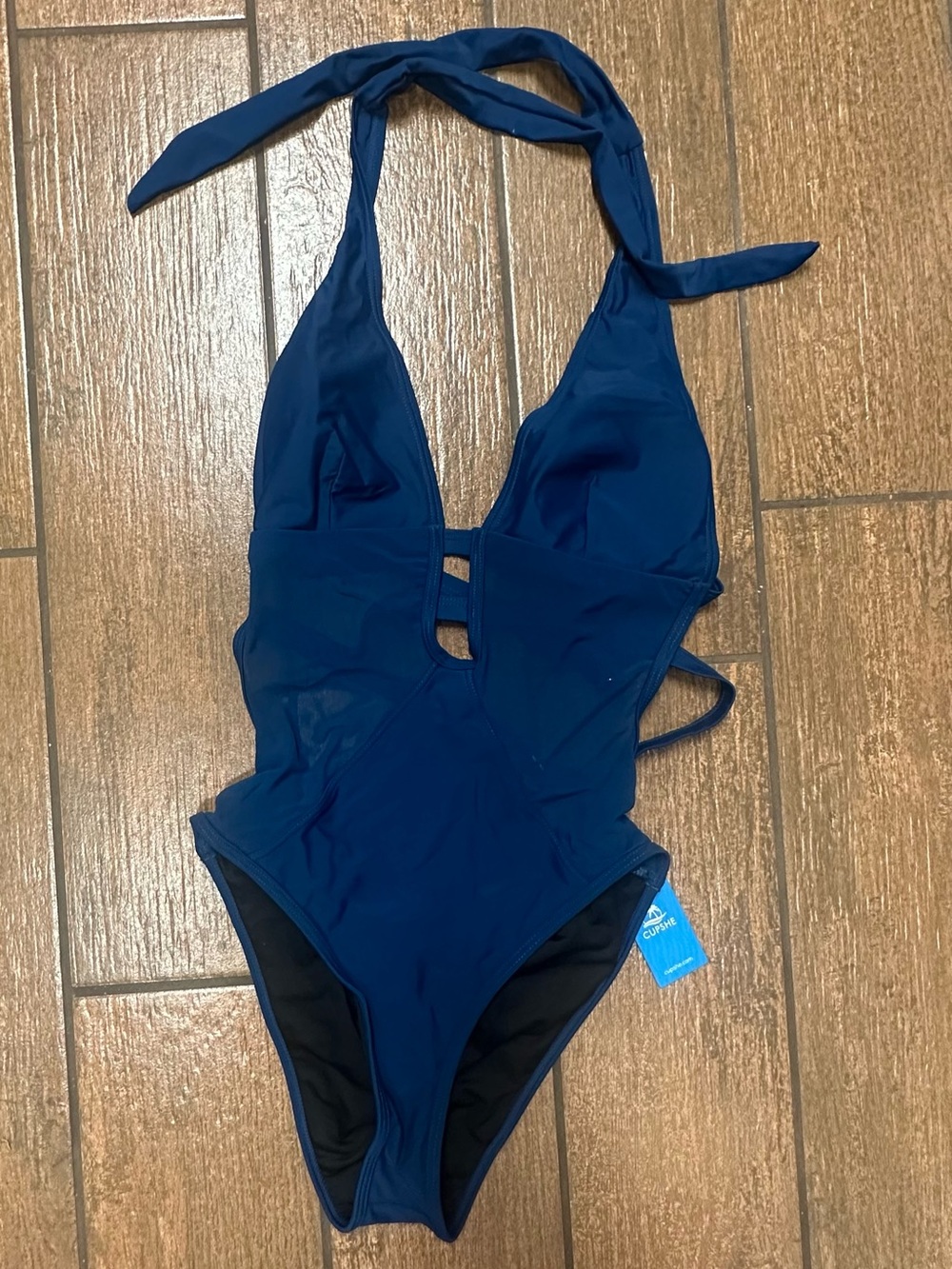 Cupshe Navy Blue Halter One-Piece Swim Bodysuit for Kids